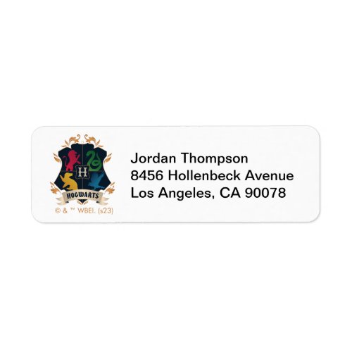 Ornate HOGWARTS House Crest Label