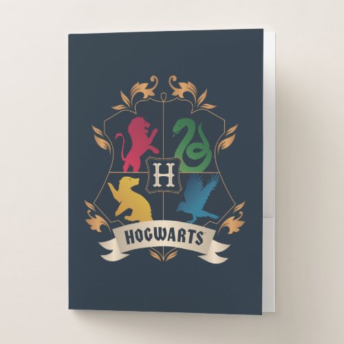 Ornate HOGWARTS House Crest Pocket Folder
