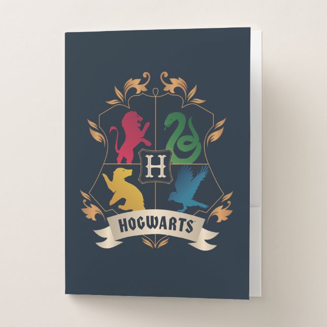 Ornate HOGWARTS™ House Crest Pocket Folder (Front)