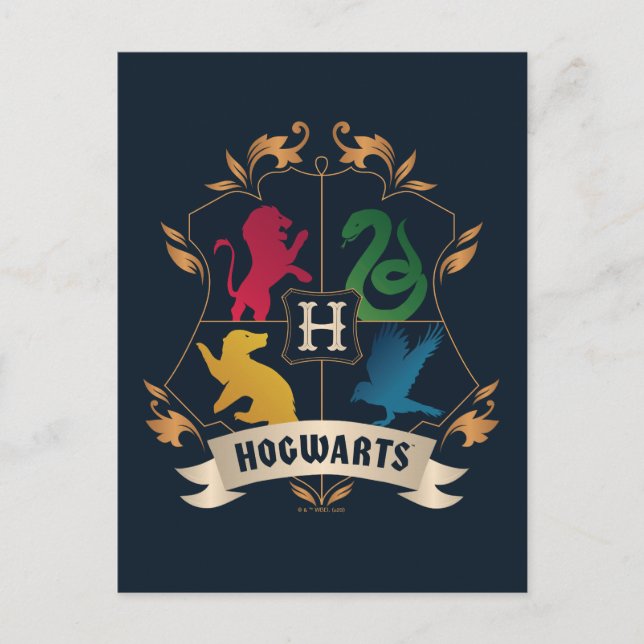 Ornate HOGWARTS™ House Crest Postcard (Front)