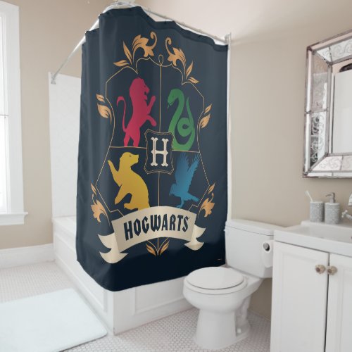 Ornate HOGWARTSâ House Crest Shower Curtain