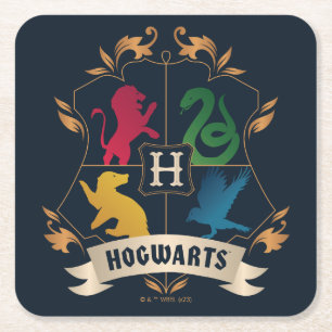 Ornate HOGWARTS™ House Crest Square Paper Coaster