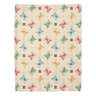 Ornate HOGWARTS™ House Crests Pattern Duvet Cover