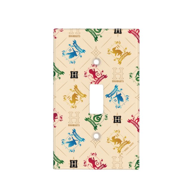 Ornate HOGWARTS™ House Crests Pattern Light Switch Cover (Front)