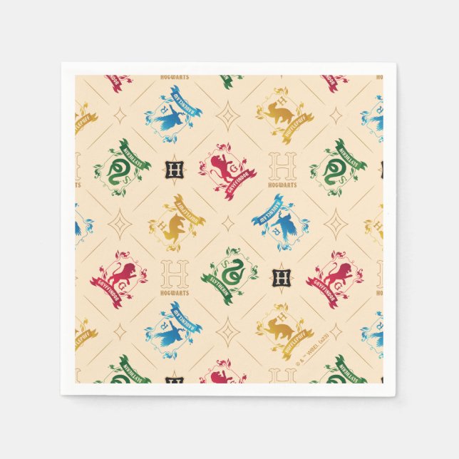 Ornate HOGWARTS™ House Crests Pattern Napkins (Front)
