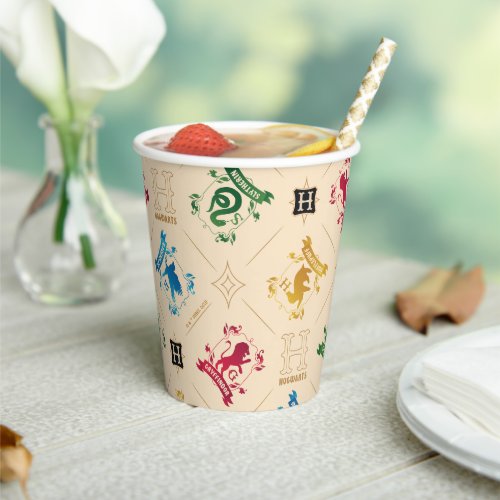 Ornate HOGWARTS House Crests Pattern Paper Cups