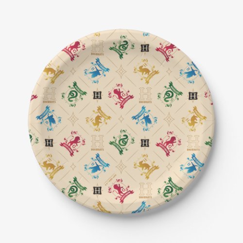 Ornate HOGWARTSâ House Crests Pattern Paper Plates
