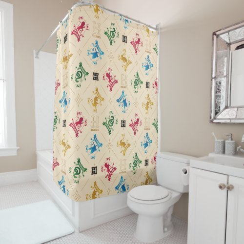 Ornate HOGWARTSâ House Crests Pattern Shower Curtain