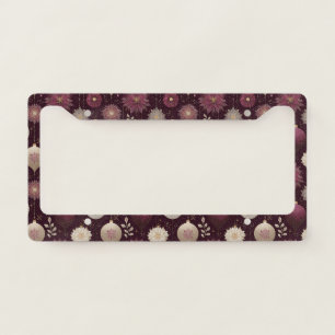 Ornate Holiday Ornament in Plum and Gold License Plate Frame