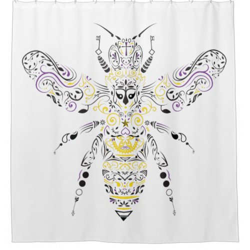 ornate honey bee shower curtain