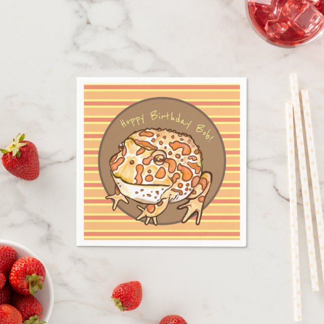 Ornate Horned Frog Hoppy Birthday Personalized Napkins (Insitu)