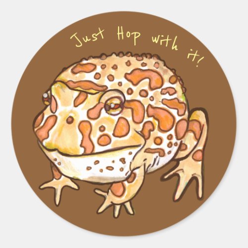 Ornate Horned Frogs Hop with it Classic Round Sticker