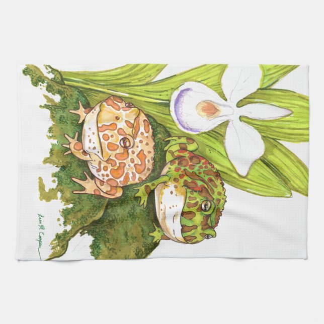 Ornate Horned Frogs Kitchen Towel (Horizontal)