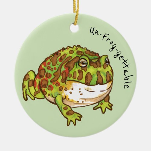 Ornate Horned Frogs Un_frog_ettable Ceramic Ornament
