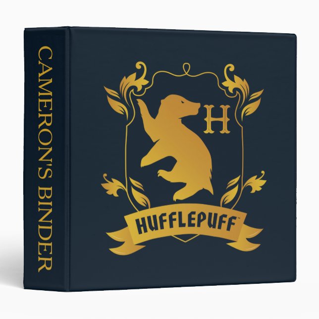 Ornate HUFFLEPUFF™ House Crest 3 Ring Binder (Front/Spine)