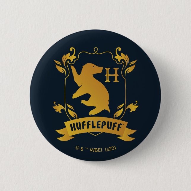 Ornate HUFFLEPUFF™ House Crest Button (Front)