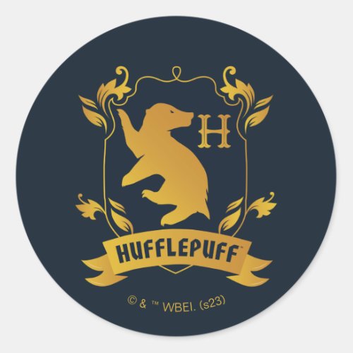 Ornate HUFFLEPUFFâ House Crest Classic Round Sticker