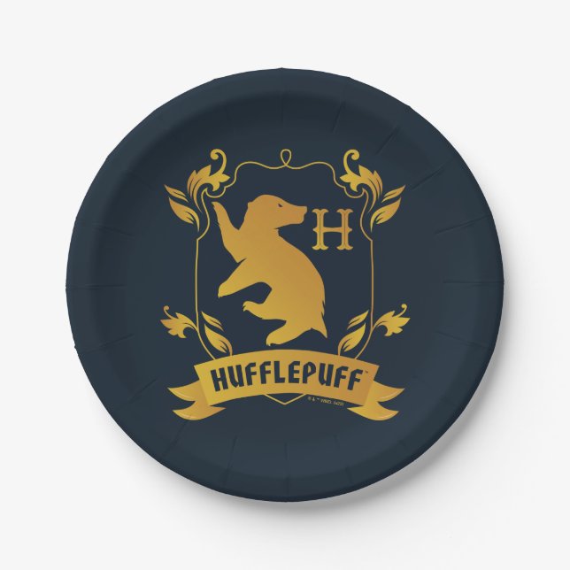 Ornate HUFFLEPUFF™ House Crest Paper Plates (Front)