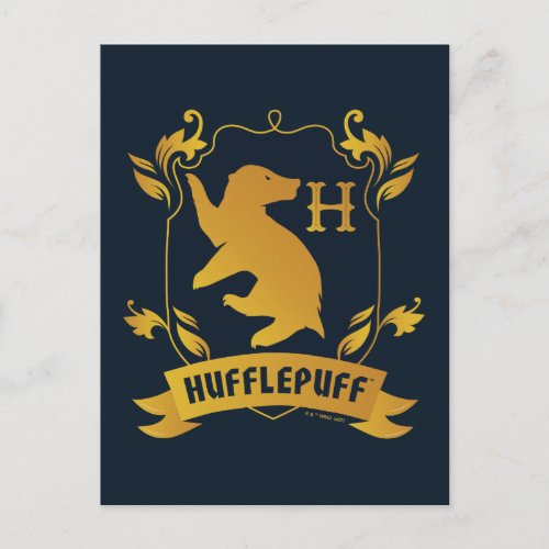 Ornate HUFFLEPUFF House Crest Postcard