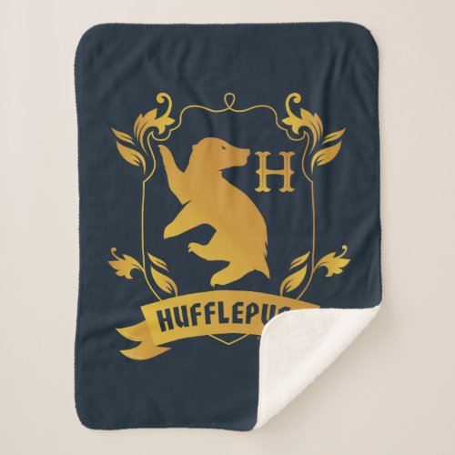 Ornate HUFFLEPUFF House Crest Sherpa Blanket