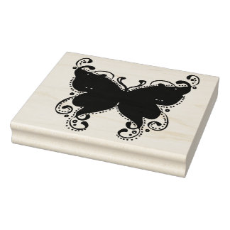 Ornate Illustrated Butterfly Rubber Art Stamp