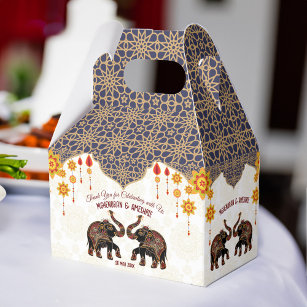 Ornate Indian elephant Indian wedding personalized Favor Boxes