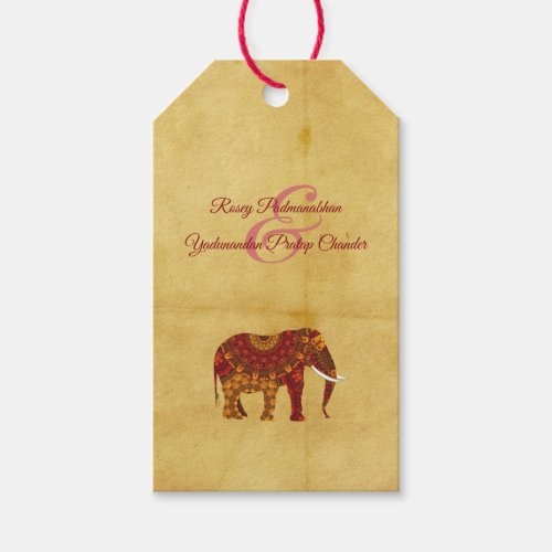 Ornate Indian Elephant Rustic Gift Tags