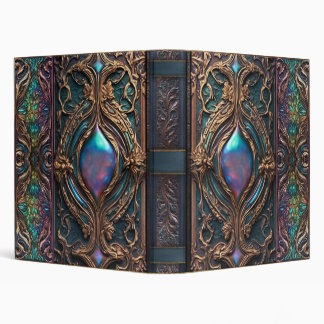 Ornate Iridescent Gilded Leather Book of Shadows 3 Ring Binder