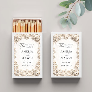 Ornate Ivory Baroque Floral Wedding Matchboxes