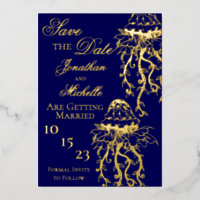Ornate Jellyfish Gold Foil Beach Save the Date