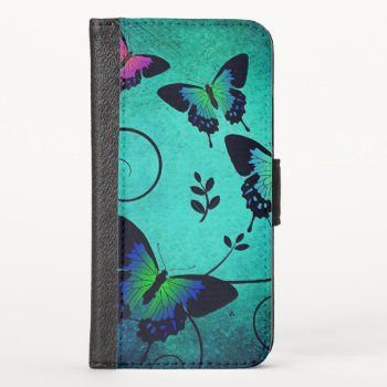 Ornate Jewel Butterflies Iphone X Wallet Case by LouiseBDesigns at Zazzle