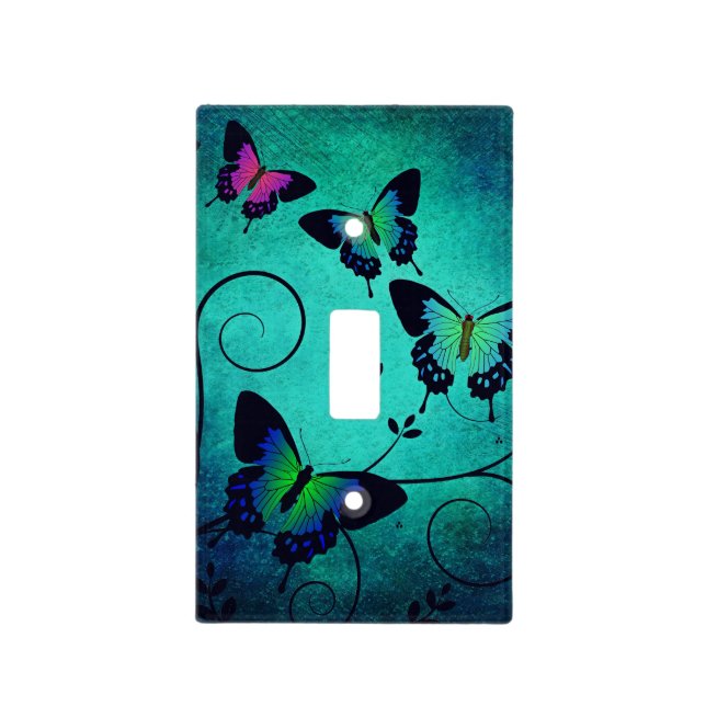 Ornate Jewel Butterflies Light Switch Cover (Front)