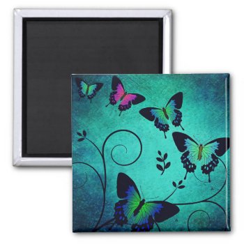 Ornate Jewel Butterflies Teal Magnet by LouiseBDesigns at Zazzle