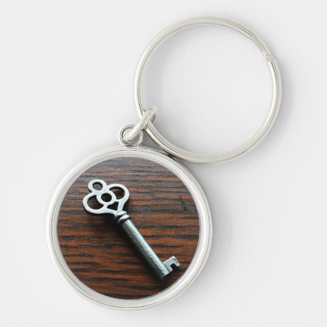 Ornate Key on Wooden Box Keychain (Front)