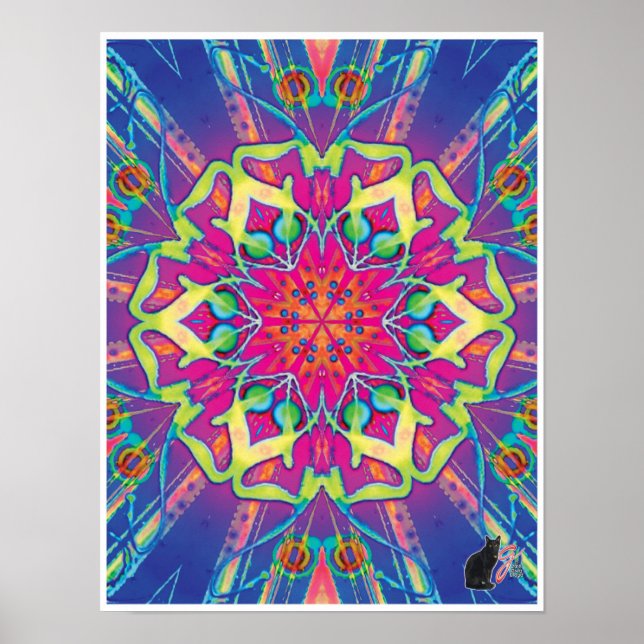 Ornate Kinetic Collage Kaleidoscope Poster (Front)
