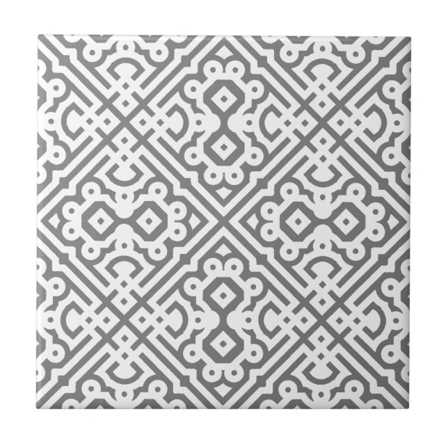 Ornate Labyrinth in Gray Ceramic Tile (Front)