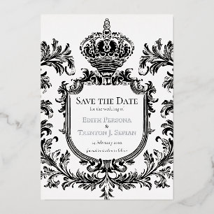 Ornate Laurel & Filigree, Wedding, Foil Invitation