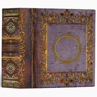 Ornate Lavender and Faux Brown Leather Celtic 3 Ring Binder