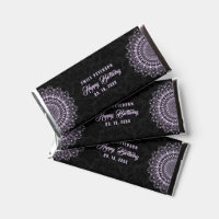 Ornate Lavender Mandala on Black Happy Birthday