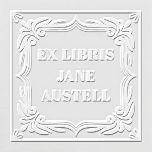 Ornate Leaf Ex Libris Personalized Embosser