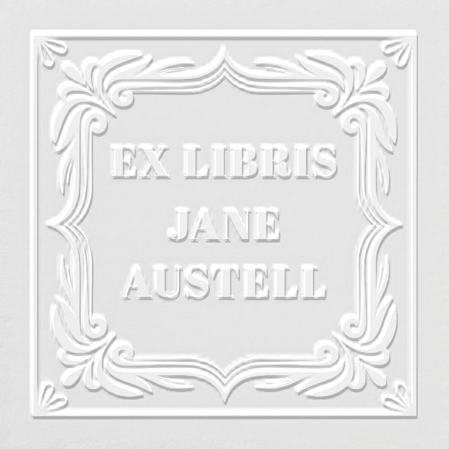 Ornate Leaf Ex Libris Personalized Embosser (Design)