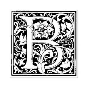 Ornate leafy floral letter B Rubber Stamp