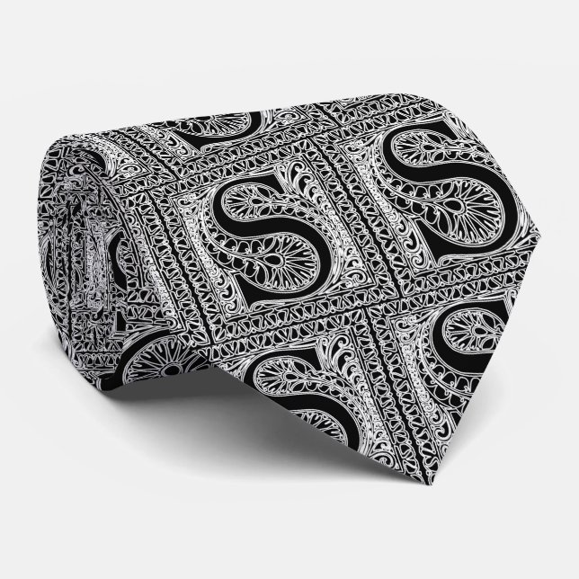 Ornate Letter S Tie (Rolled)