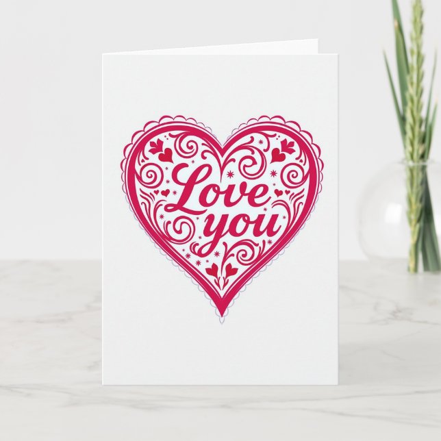 Ornate Love You Heart Card (Front)