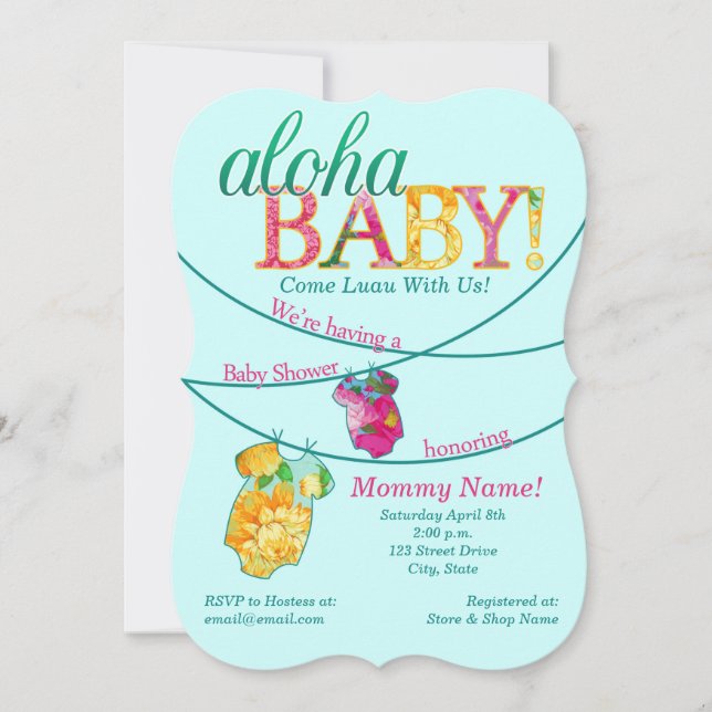 Ornate Luau Baby Shower Invitation (Front)