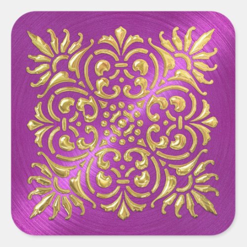 Ornate Magenta and Gold Embossed Look Sticker
