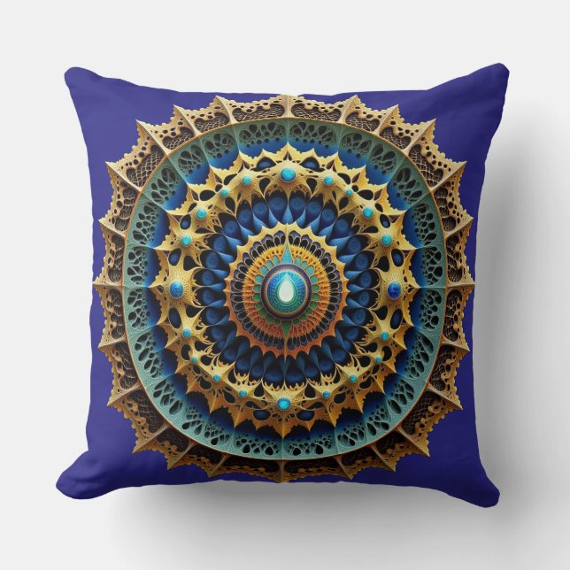 Ornate Mandala Boho Decor 2 Throw Pillow (Front)