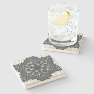 Ornate Mandala Stone Coaster