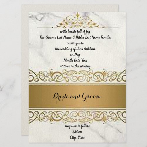 Ornate Marbleised Wedding Invitation