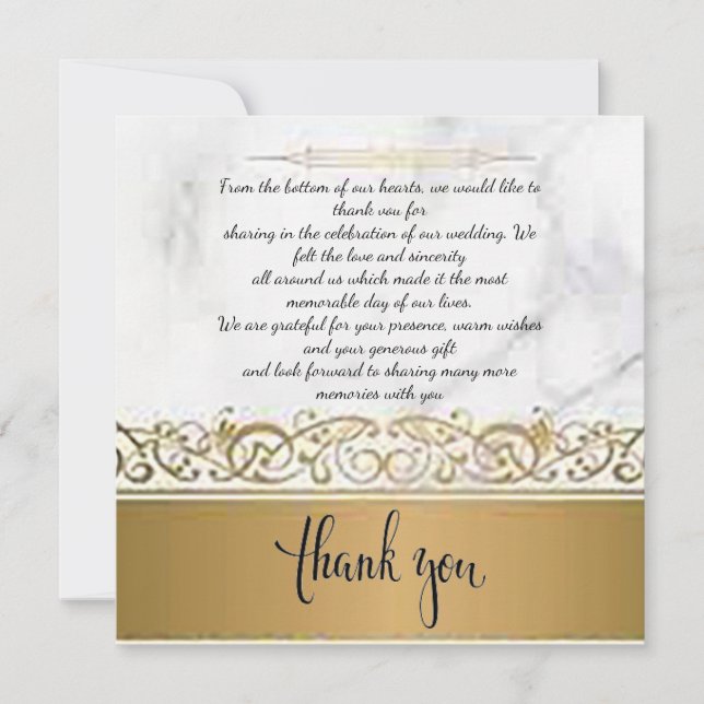 Ornate Marbleised Wedding Thank You Card (Front)